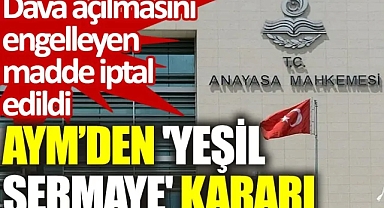 AYM’den 'yeşil sermaye' kararı: Dava açılmasını engelleyen madde iptal edildi